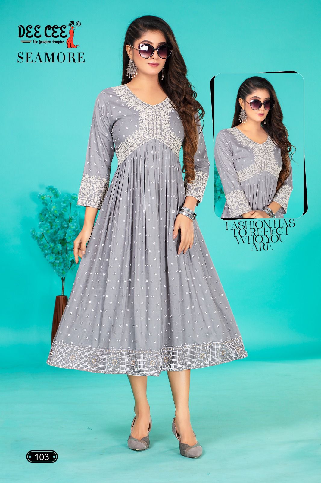 Seamore By Dee Cee Rayon Designer Aliya Cut Printed Kurti Wholesale Online
